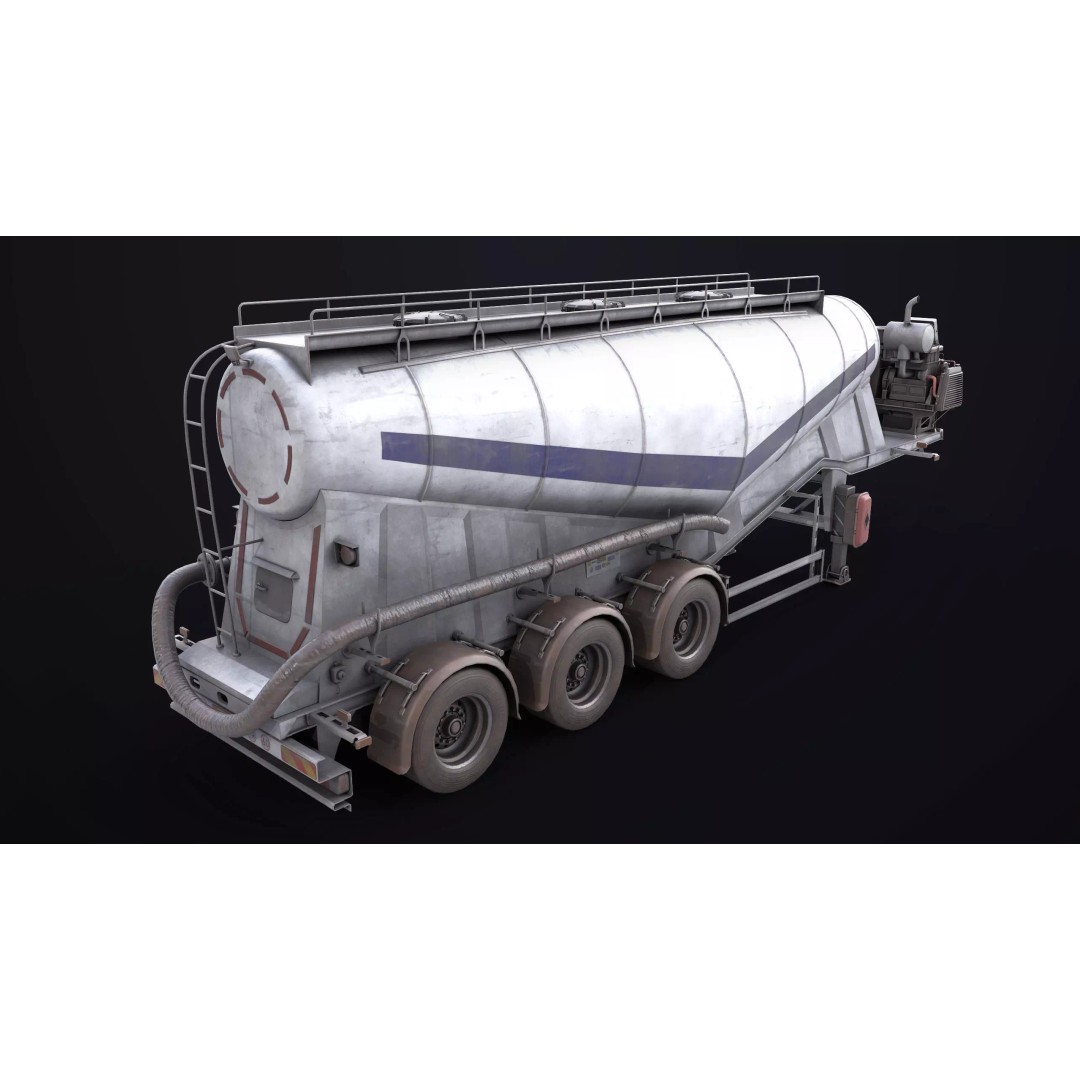 Dusty Cement Trailer 3D Model – Rigged Low-Poly PBR Asset for Unity & UE - View 6