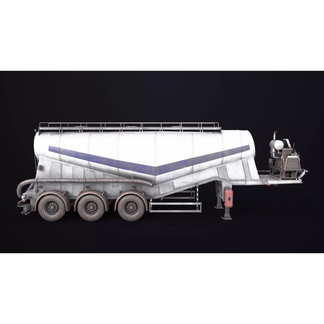 Dusty Cement Trailer 3D Model – Rigged Low-Poly PBR Asset for Unity & UE - View 7