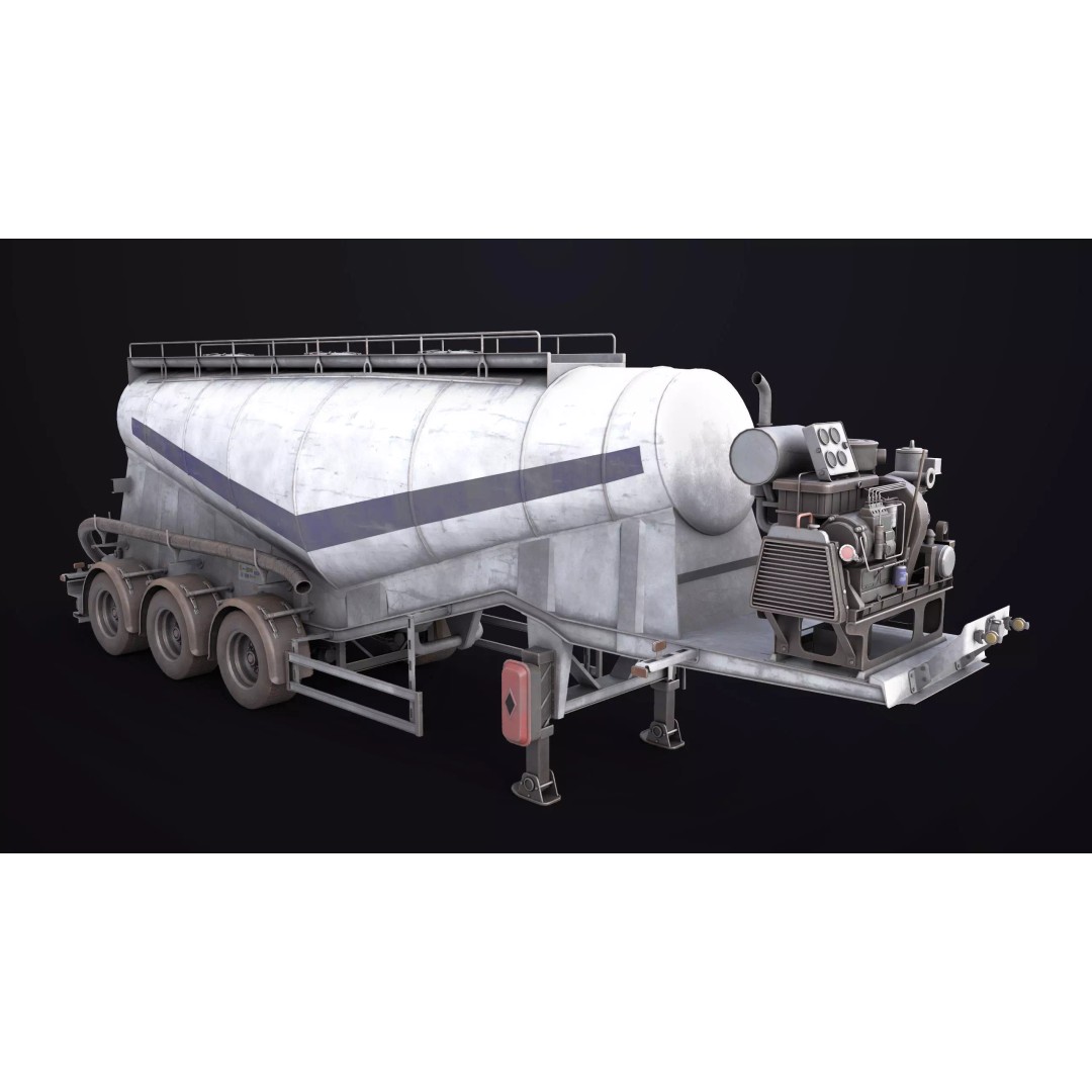 Dusty Cement Trailer 3D Model – Rigged Low-Poly PBR Asset for Unity & UE - View 8