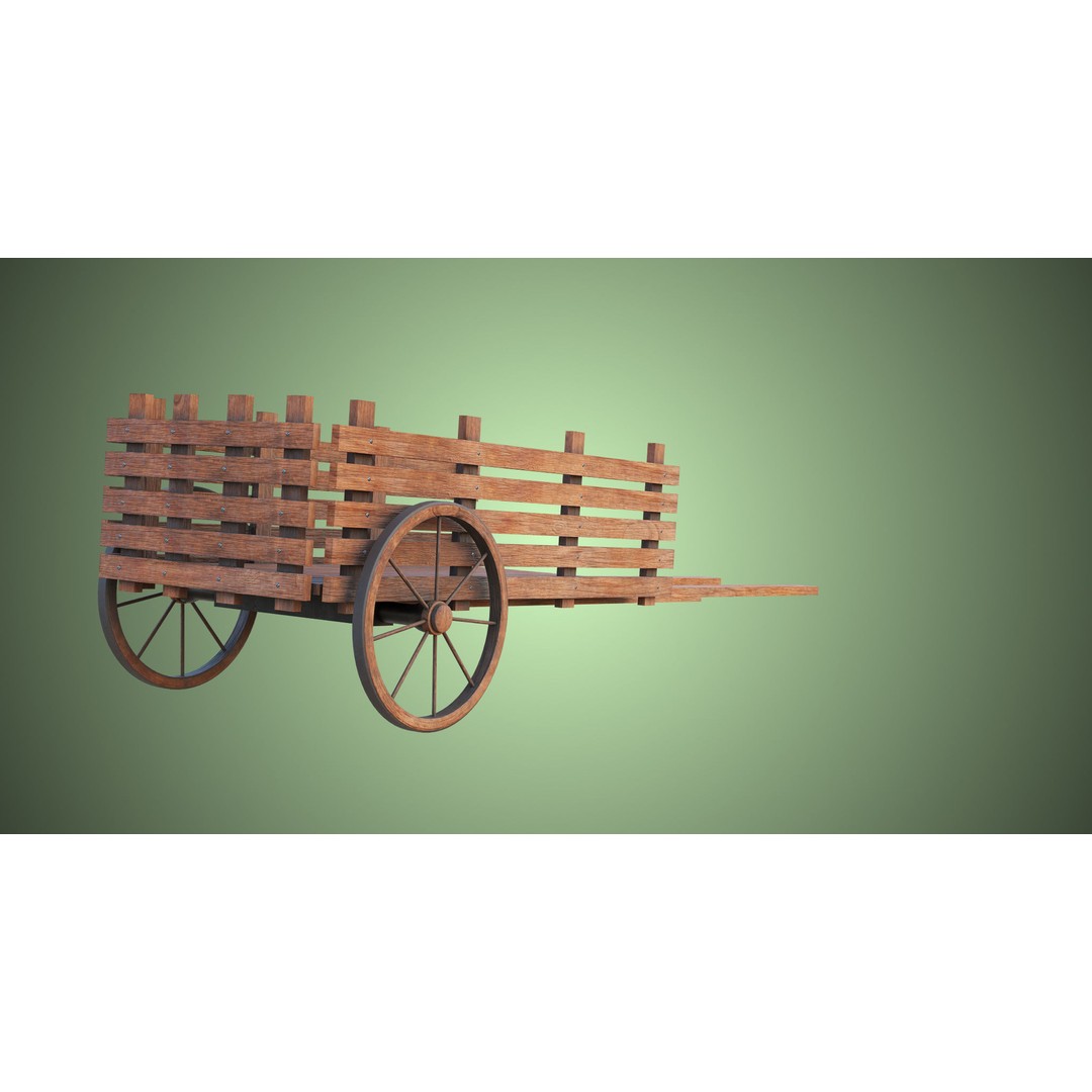 Wooden Vendor Cart 3D Model – Low Poly Rigged Asset for Games, FBX - View 10