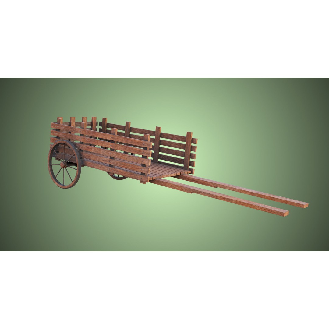 Wooden Vendor Cart 3D Model – Low Poly Rigged Asset for Games, FBX - View 12