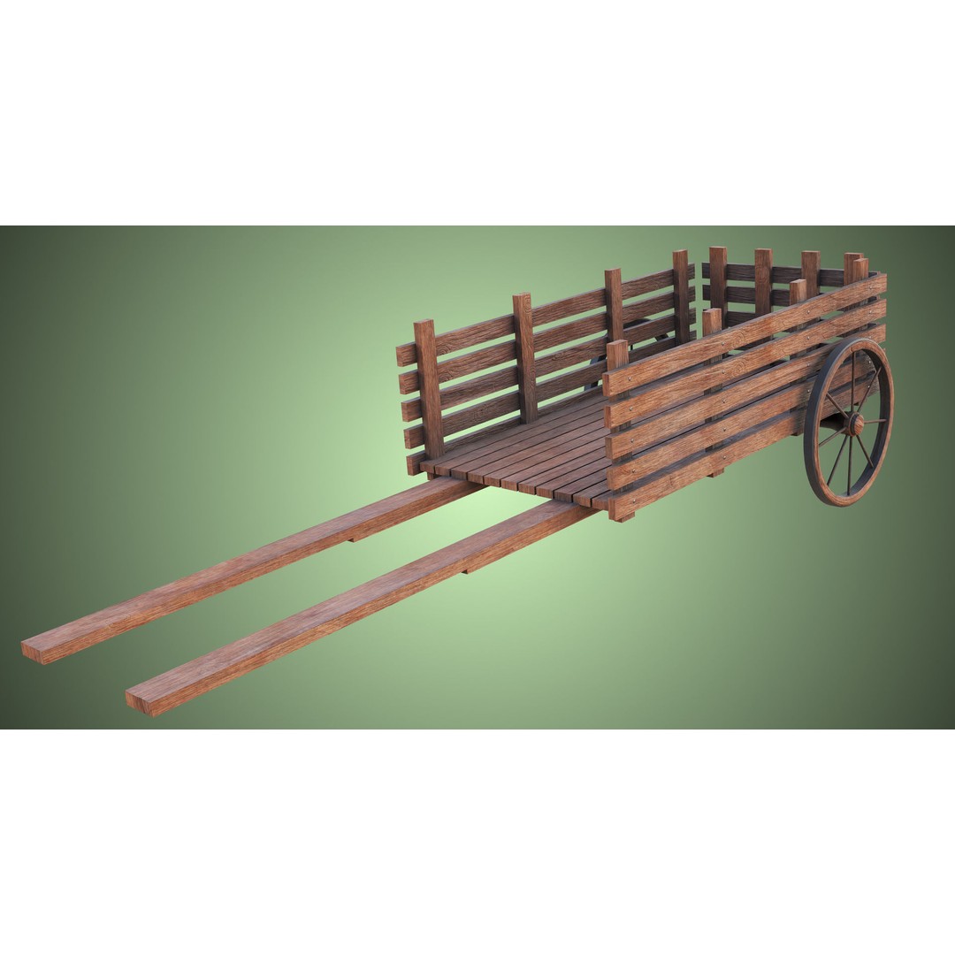 Wooden Vendor Cart 3D Model – Low Poly Rigged Asset for Games, FBX - View 13