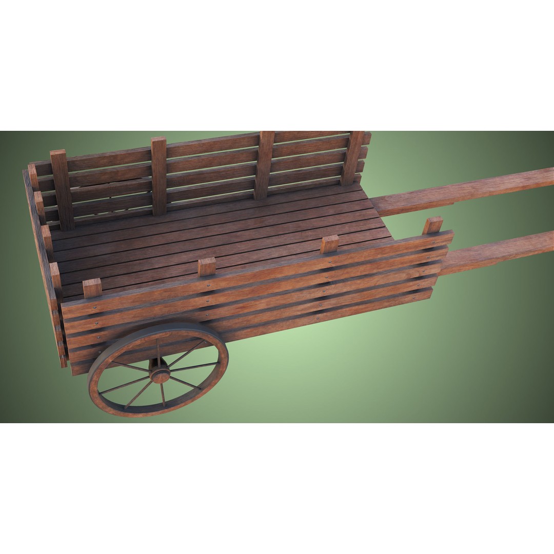 Wooden Vendor Cart 3D Model – Low Poly Rigged Asset for Games, FBX - View 14