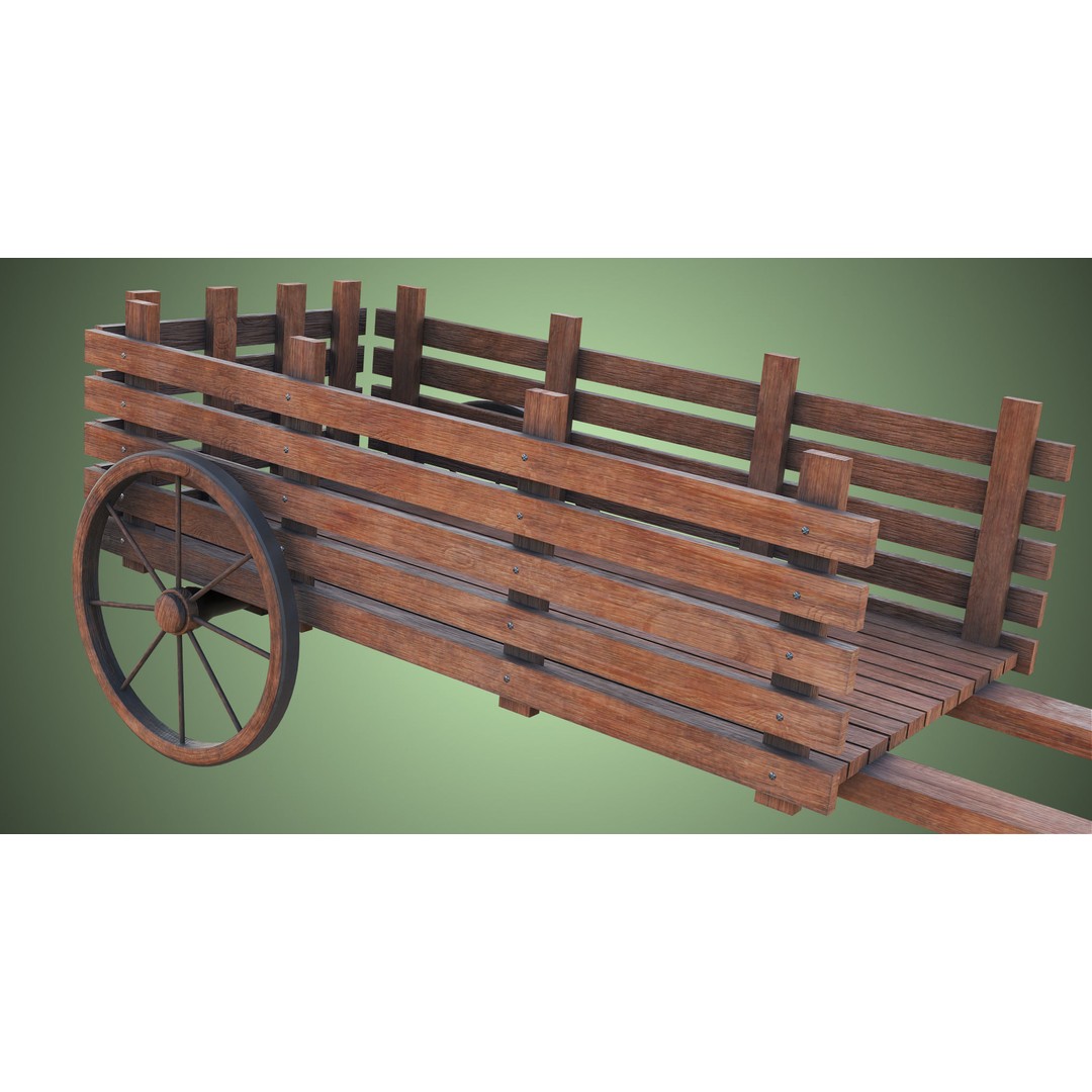 Wooden Vendor Cart 3D Model – Low Poly Rigged Asset for Games, FBX - View 16