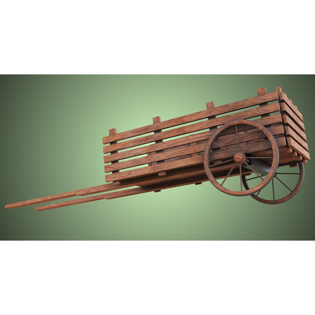 Wooden Vendor Cart 3D Model – Low Poly Rigged Asset for Games, FBX - View 17