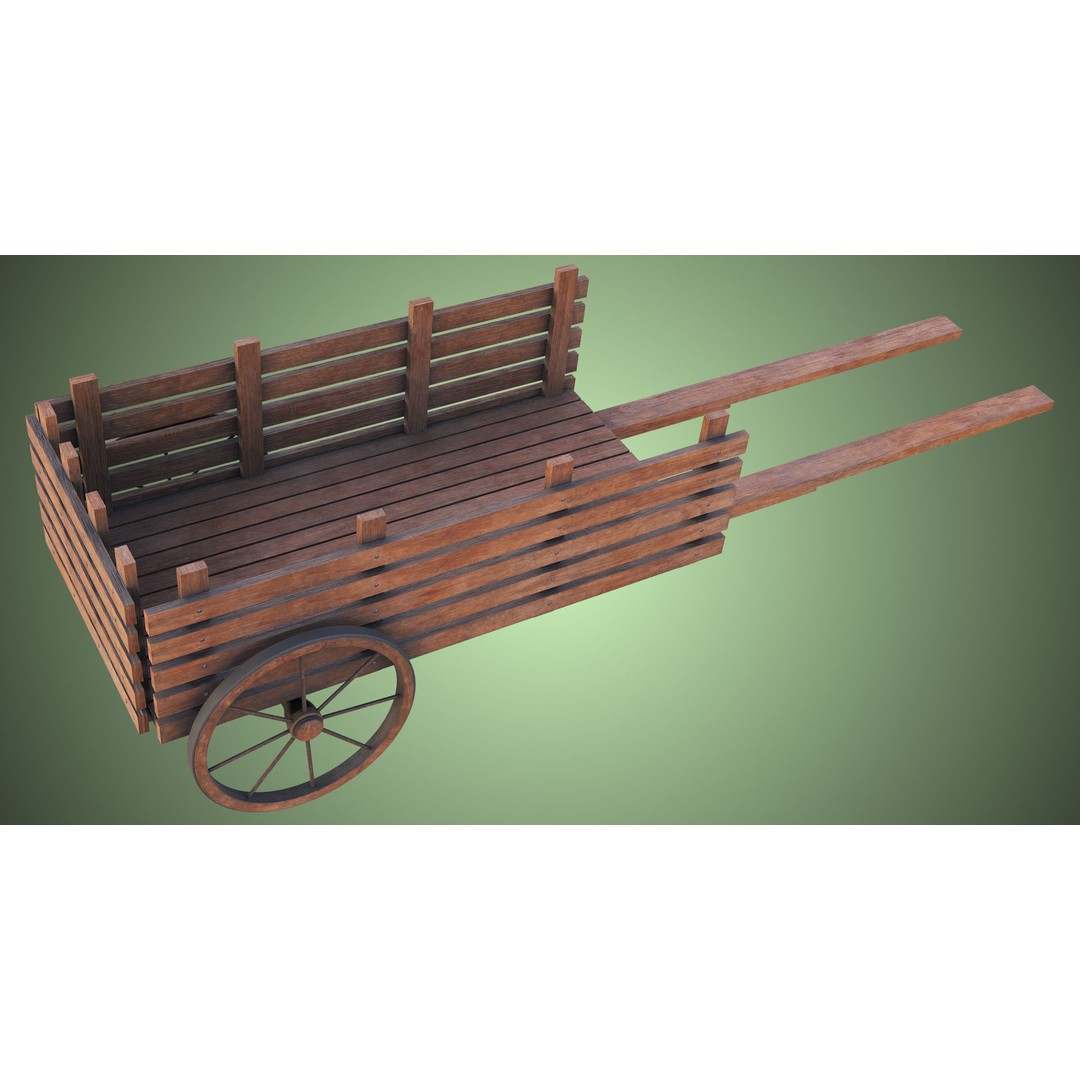 Wooden Vendor Cart 3D Model – Low Poly Rigged Asset for Games, FBX - View 18