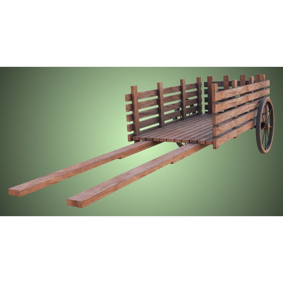 Wooden Vendor Cart 3D Model – Low Poly Rigged Asset for Games, FBX - View 19