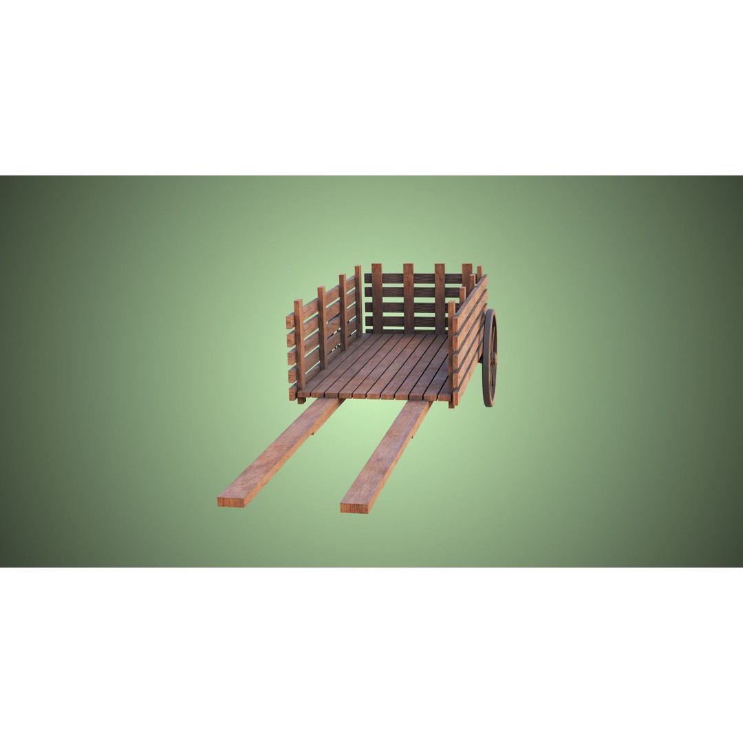 Wooden Vendor Cart 3D Model – Low Poly Rigged Asset for Games, FBX - View 20
