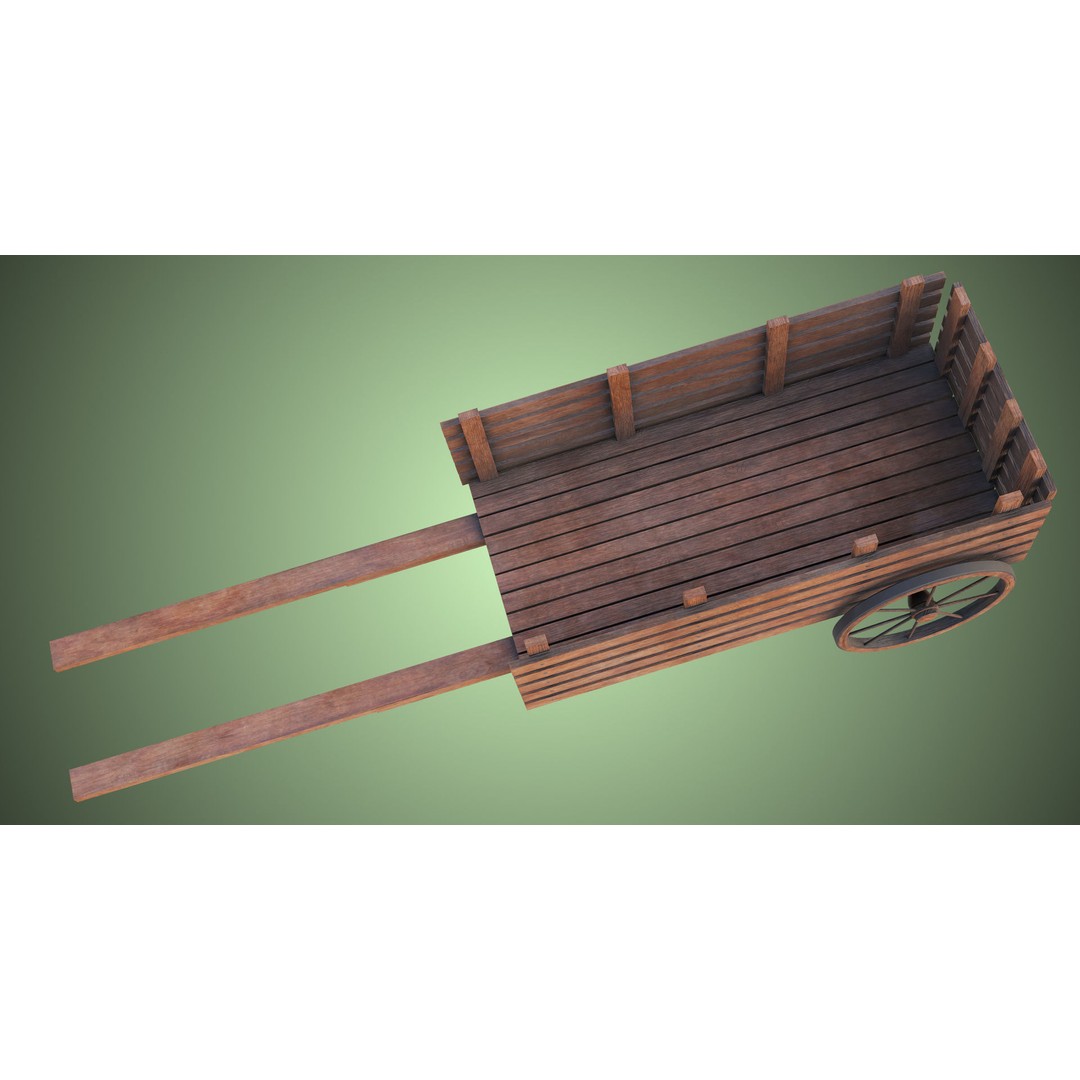 Wooden Vendor Cart 3D Model – Low Poly Rigged Asset for Games, FBX - View 23