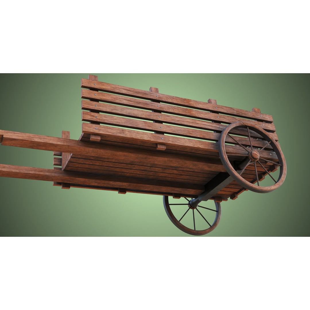 Wooden Vendor Cart 3D Model – Low Poly Rigged Asset for Games, FBX - View 26