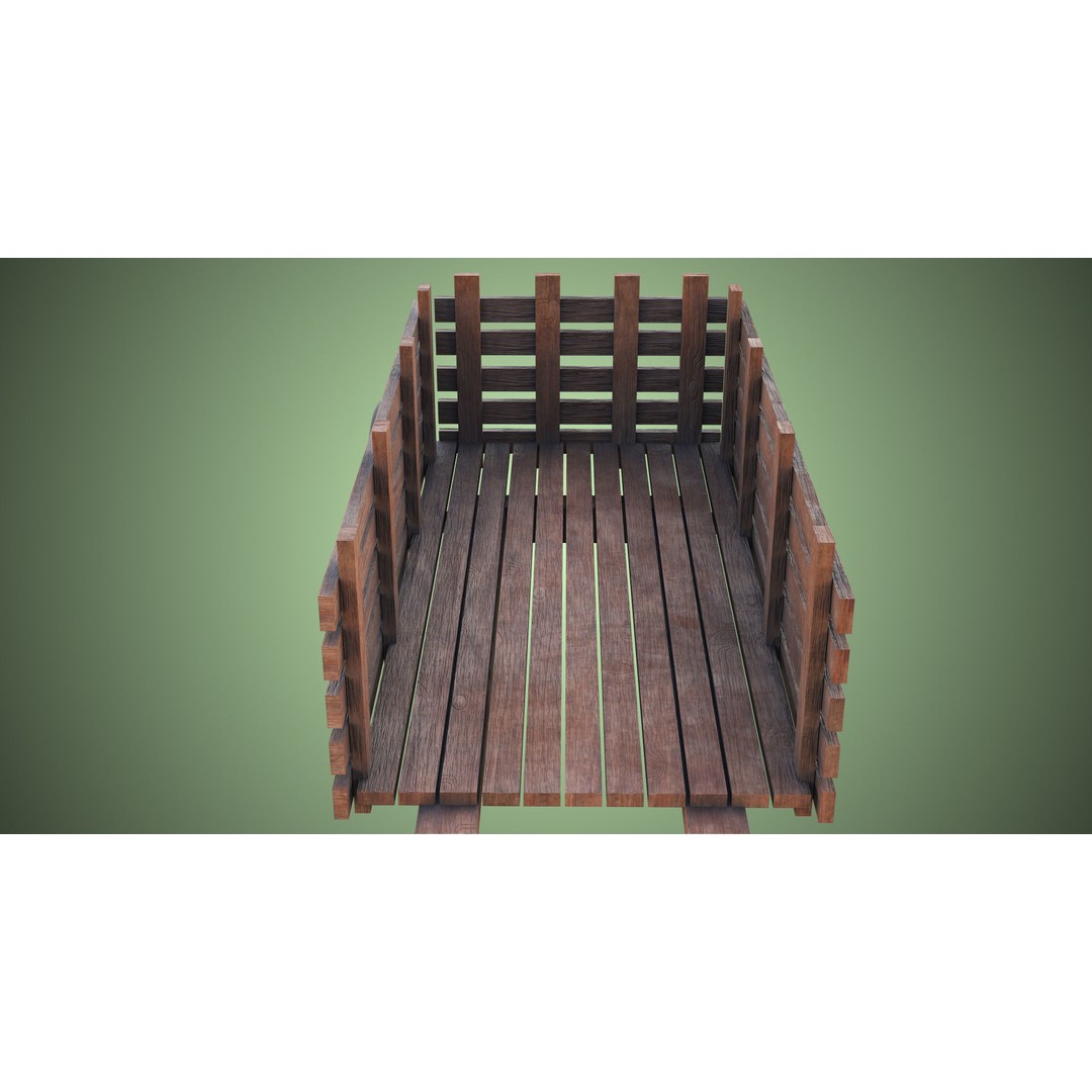Wooden Vendor Cart 3D Model – Low Poly Rigged Asset for Games, FBX - View 27