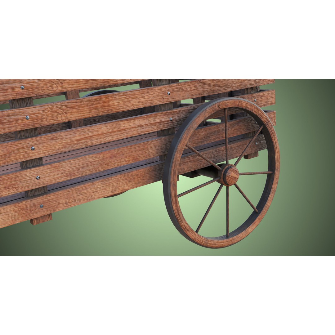 Wooden Vendor Cart 3D Model – Low Poly Rigged Asset for Games, FBX - View 29