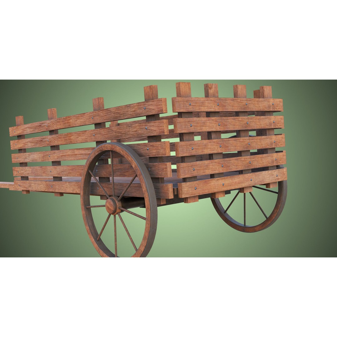 Wooden Vendor Cart 3D Model – Low Poly Rigged Asset for Games, FBX - View 30