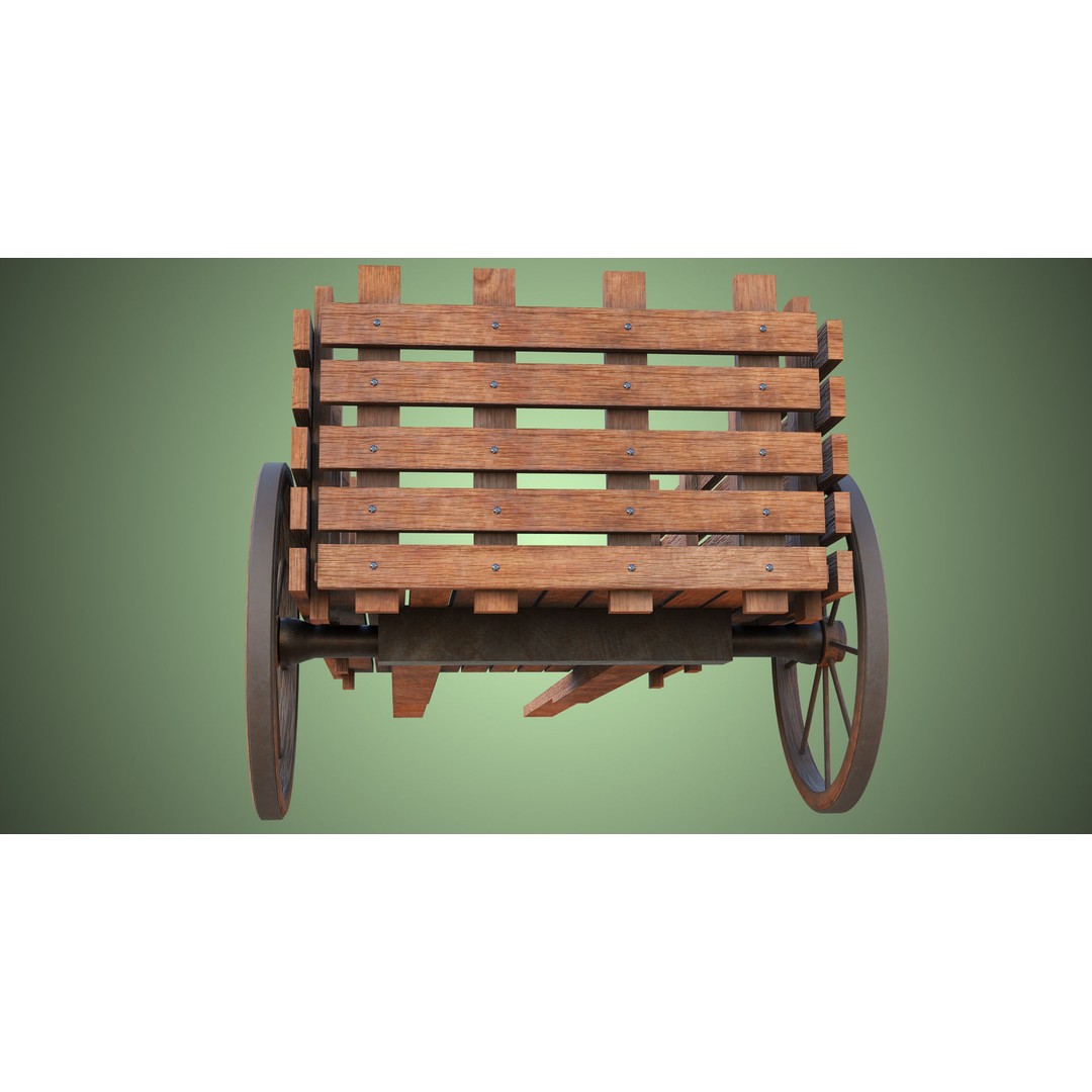 Wooden Vendor Cart 3D Model – Low Poly Rigged Asset for Games, FBX - View 32
