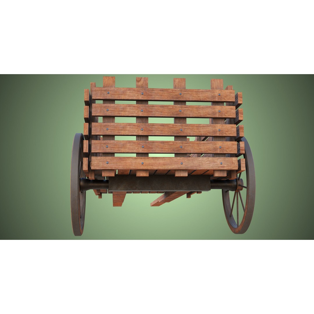 Wooden Vendor Cart 3D Model – Low Poly Rigged Asset for Games, FBX - View 34