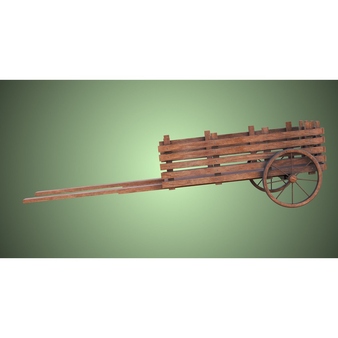 Wooden Vendor Cart 3D Model – Low Poly Rigged Asset for Games, FBX - View 6