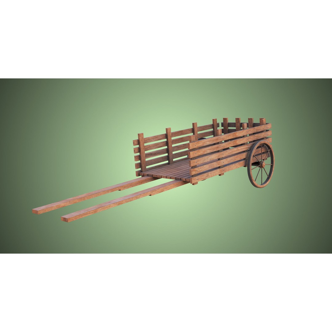 Wooden Vendor Cart 3D Model – Low Poly Rigged Asset for Games, FBX - View 8