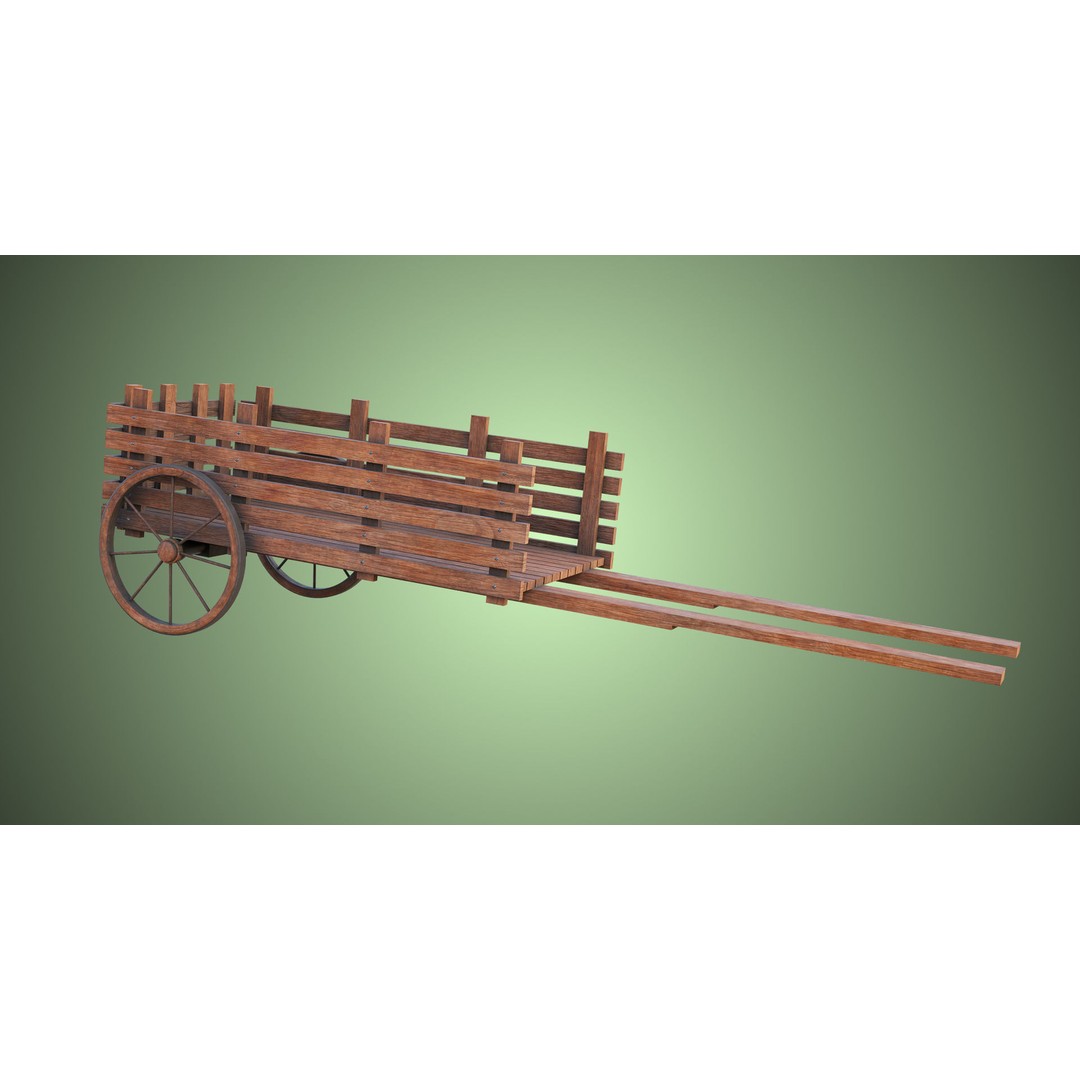 Wooden Vendor Cart 3D Model – Low Poly Rigged Asset for Games, FBX - View 9