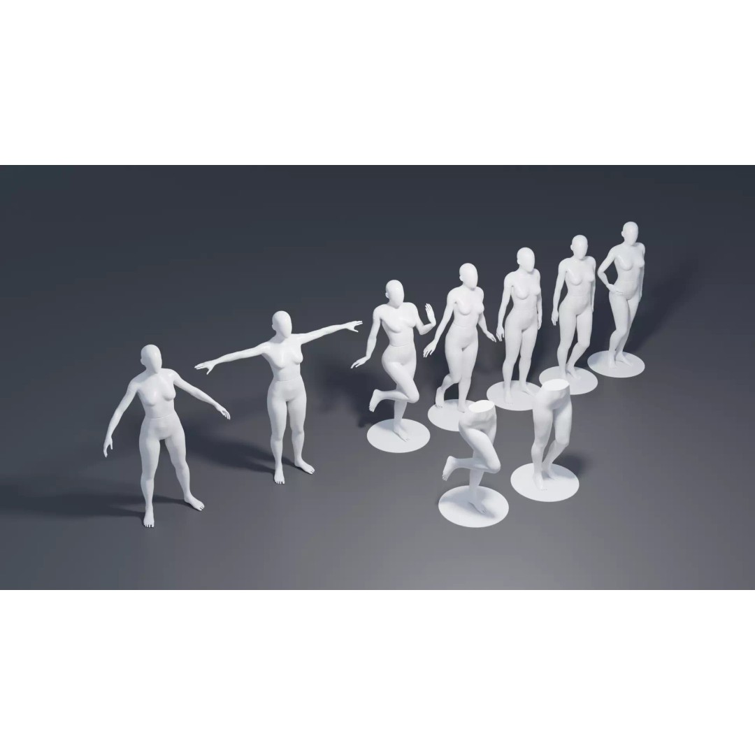 Female Mannequins 3D Model – Rigged Poses with 4K Textures, FBX - View 2