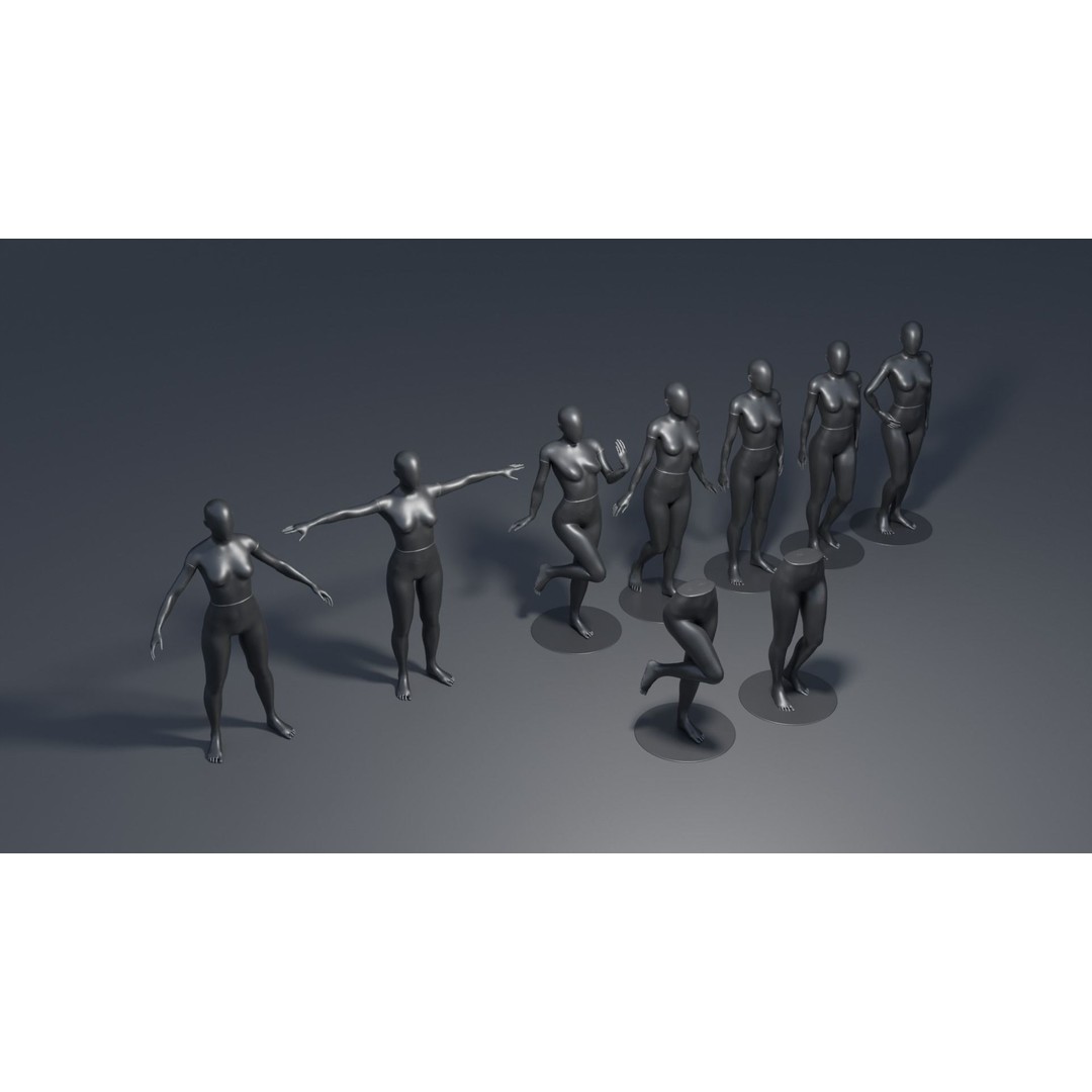 Female Mannequins 3D Model – Rigged Poses with 4K Textures, FBX - View 3