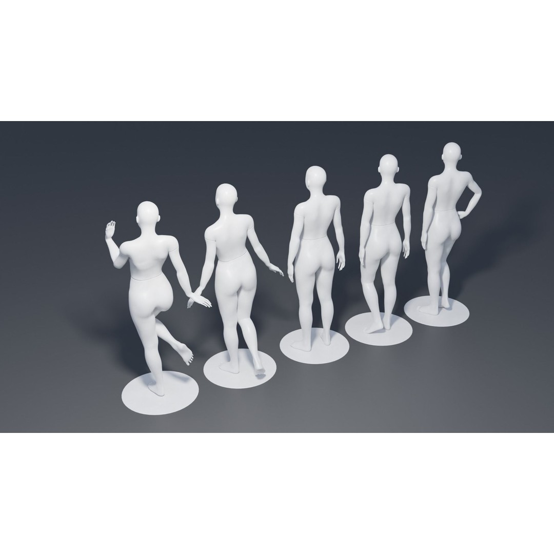 Female Mannequins 3D Model – Rigged Poses with 4K Textures, FBX - View 9