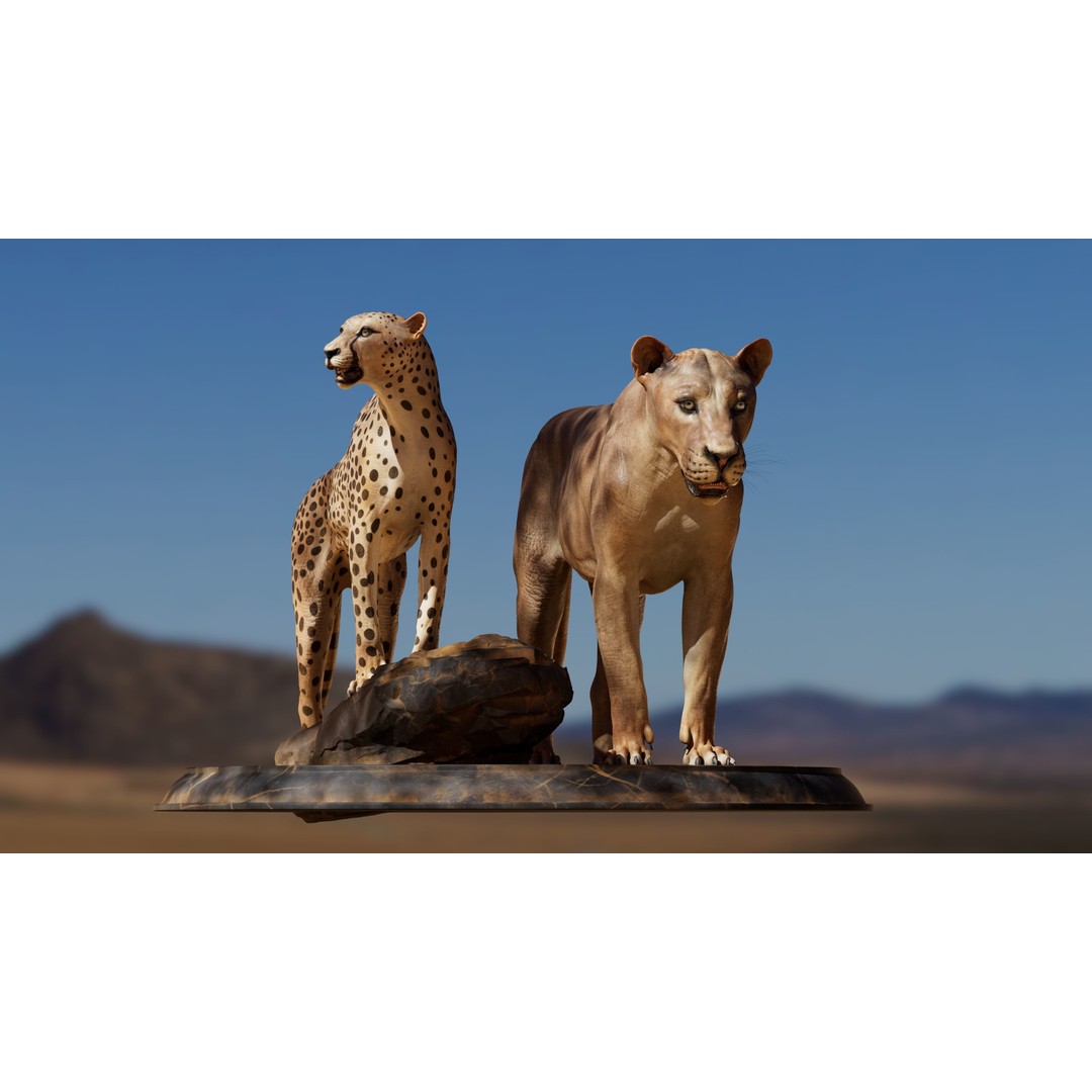 Cheetah 3D Model – Low Poly Rigged Animal with Textures, FBX - View 4