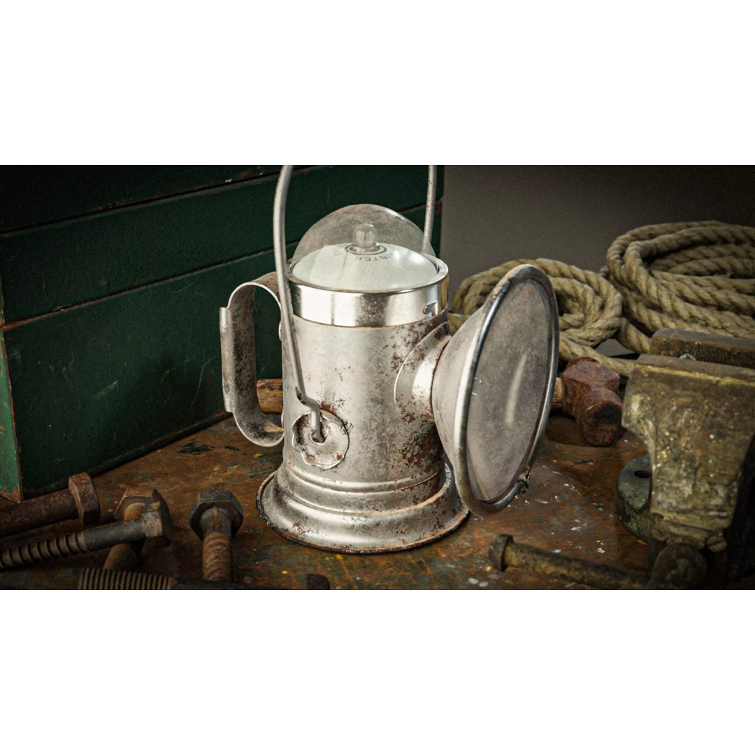 Vintage Delta Lantern 3D Model – PBR Textures, Game-Ready, FBX - View 2