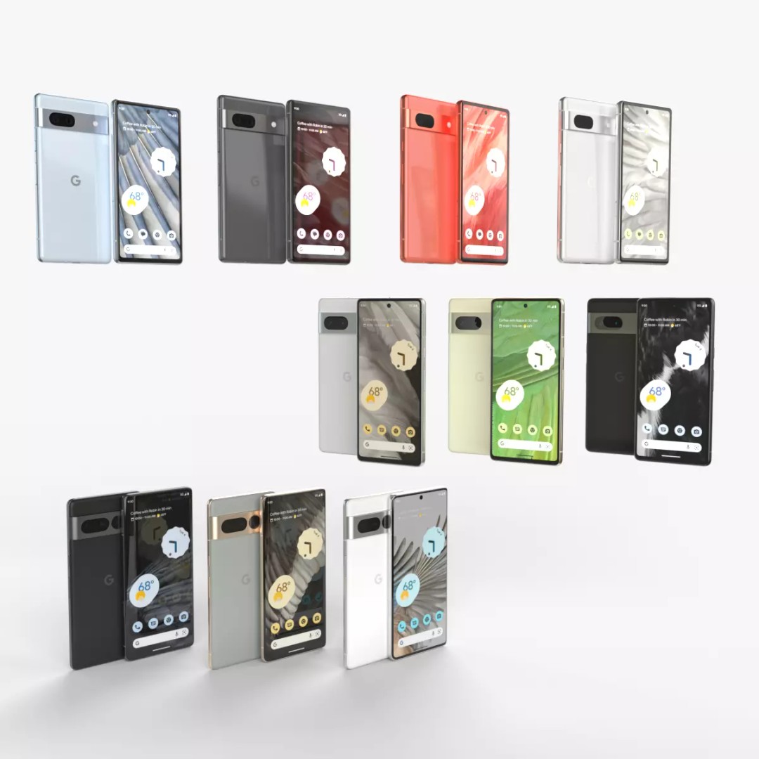 Google Pixel 7 Collection 3D Model – Low Poly Game Asset, FBX, Blender - View 2