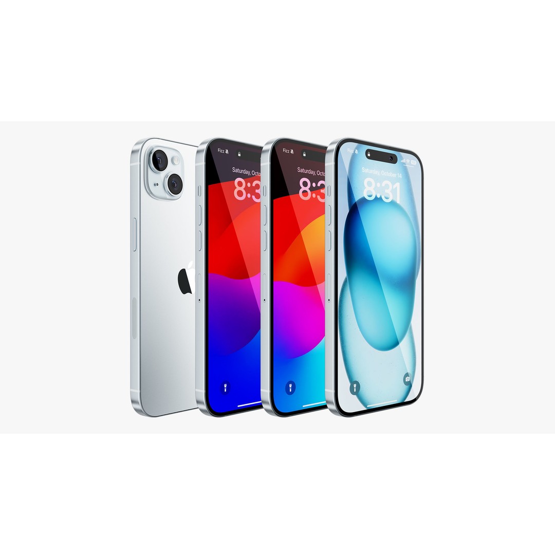 iPhone 15 & 15 Plus Blue 3D Model – High Poly PBR Asset, FBX, OBJ - View 3