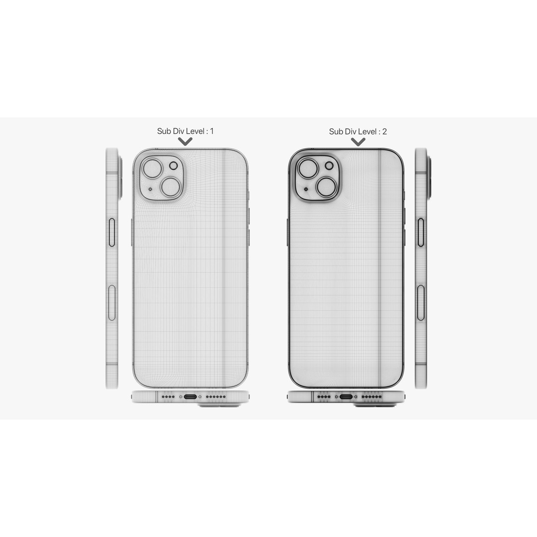 iPhone 15 & 15 Plus Blue 3D Model – High Poly PBR Asset, FBX, OBJ - View 43