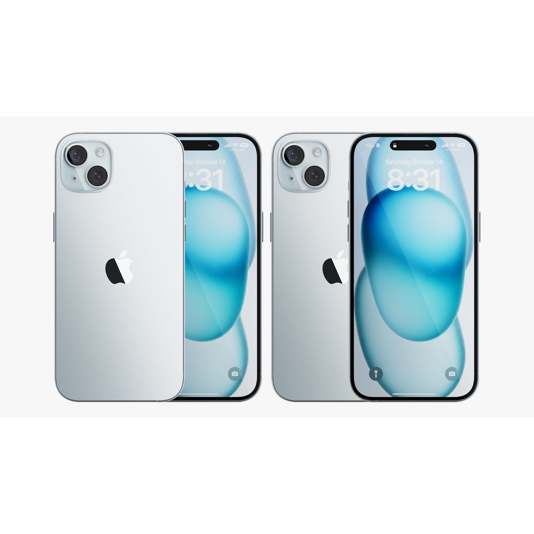 iPhone 15 & 15 Plus Blue 3D Model – High Poly PBR Asset, FBX, OBJ - View 7