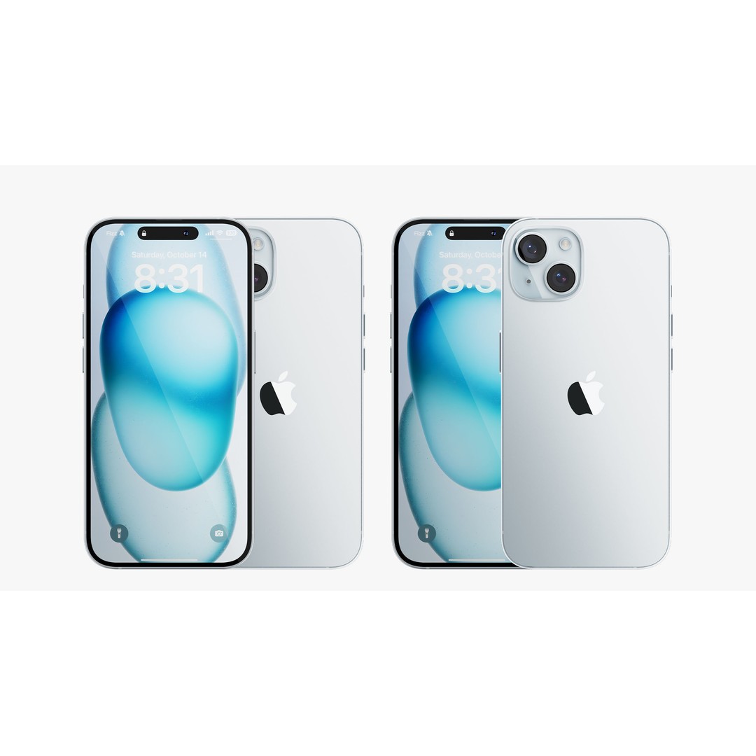 iPhone 15 & 15 Plus Blue 3D Model – High Poly PBR Asset, FBX, OBJ - View 8