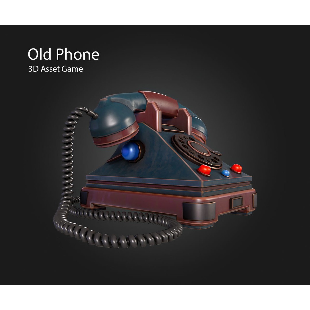 Old Phone 3D Model – Low Poly Game Asset, PBR Textures, FBX - View 10