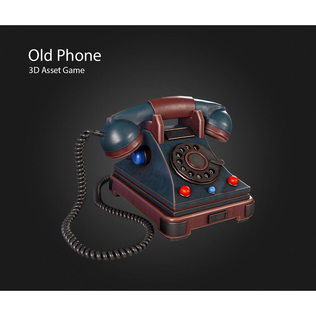 Old Phone 3D Model – Low Poly Game Asset, PBR Textures, FBX - View 11
