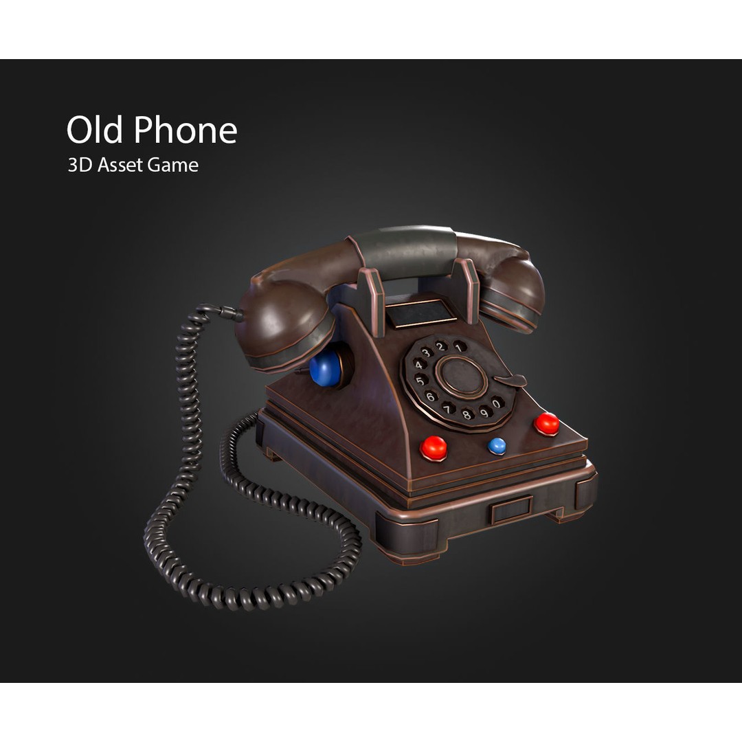 Old Phone 3D Model – Low Poly Game Asset, PBR Textures, FBX - View 13