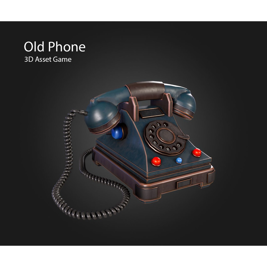 Old Phone 3D Model – Low Poly Game Asset, PBR Textures, FBX - View 14