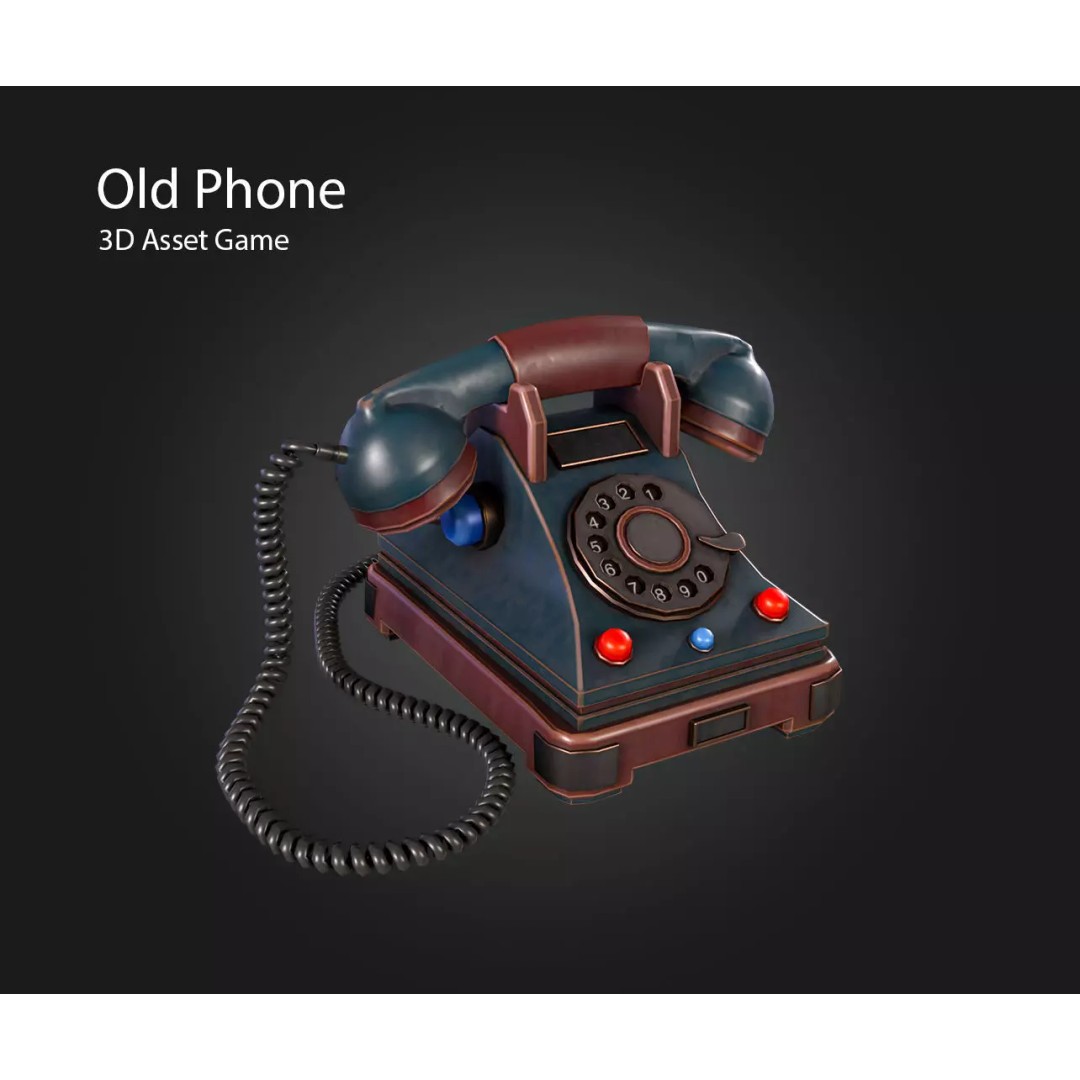 Old Phone 3D Model – Low Poly Game Asset, PBR Textures, FBX - View 2