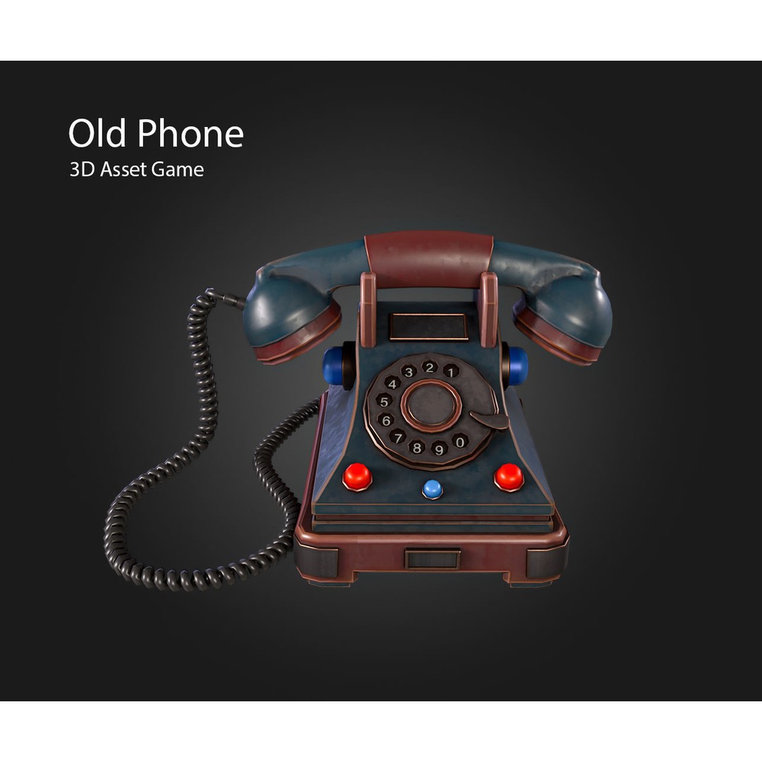Old Phone 3D Model – Low Poly Game Asset, PBR Textures, FBX - View 3