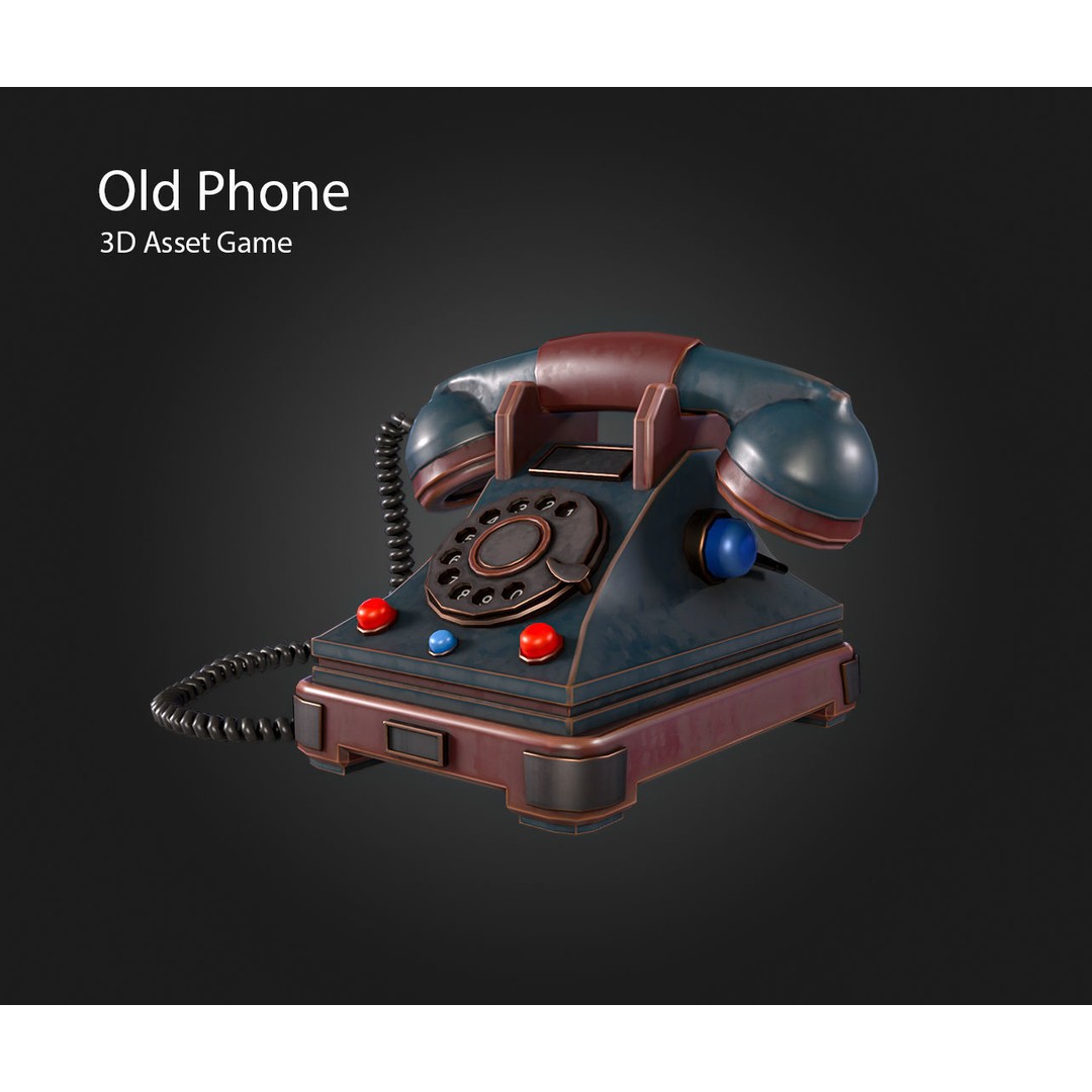 Old Phone 3D Model – Low Poly Game Asset, PBR Textures, FBX - View 4