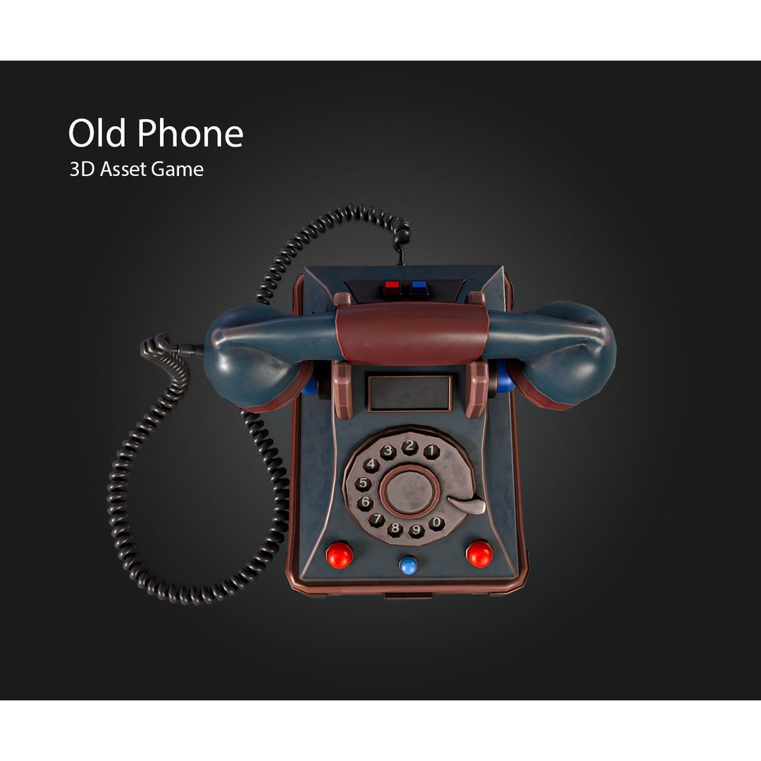 Old Phone 3D Model – Low Poly Game Asset, PBR Textures, FBX - View 5