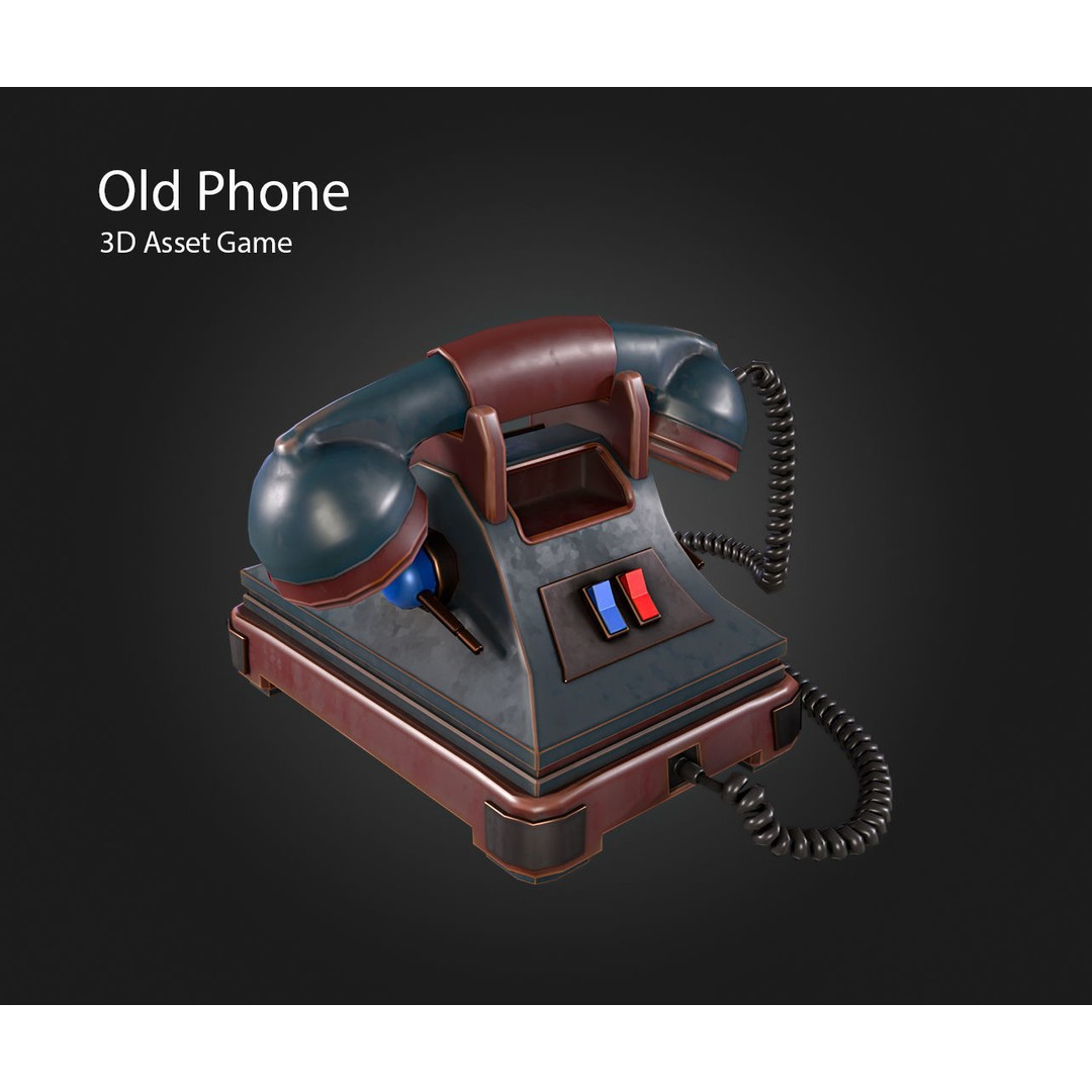 Old Phone 3D Model – Low Poly Game Asset, PBR Textures, FBX - View 6