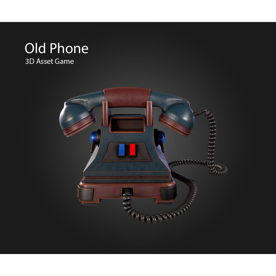 Old Phone 3D Model – Low Poly Game Asset, PBR Textures, FBX - View 7