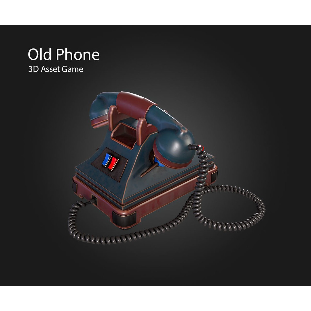 Old Phone 3D Model – Low Poly Game Asset, PBR Textures, FBX - View 8