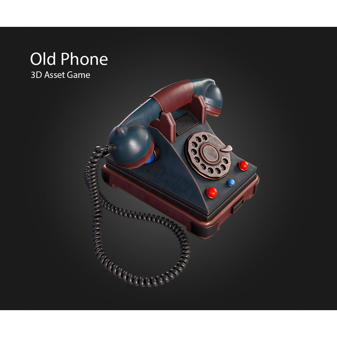 Old Phone 3D Model – Low Poly Game Asset, PBR Textures, FBX - View 9