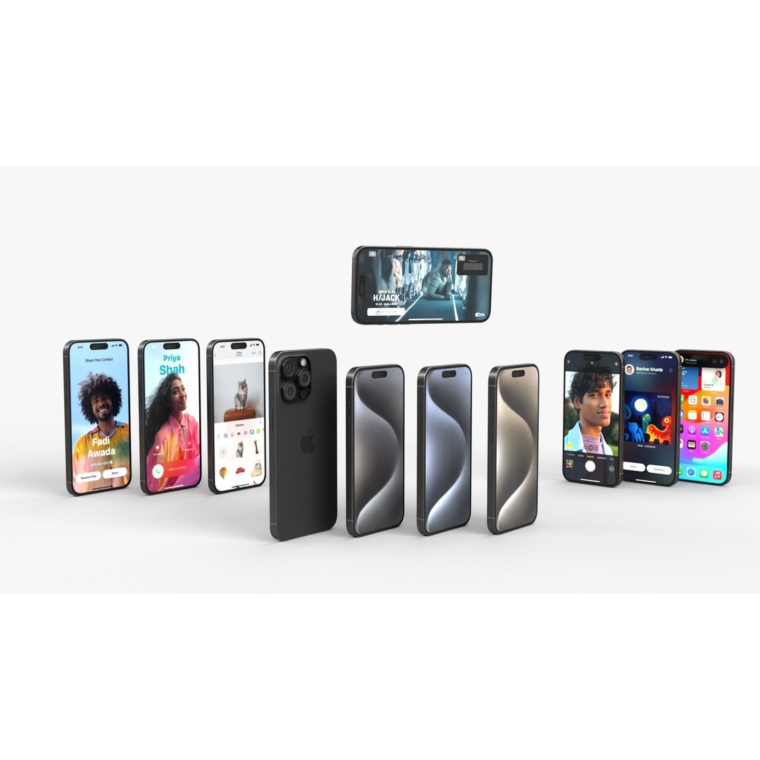 Apple iPhone 15 Pro 3D Model – PBR Game-Ready Asset, FBX, OBJ, Blender - View 16