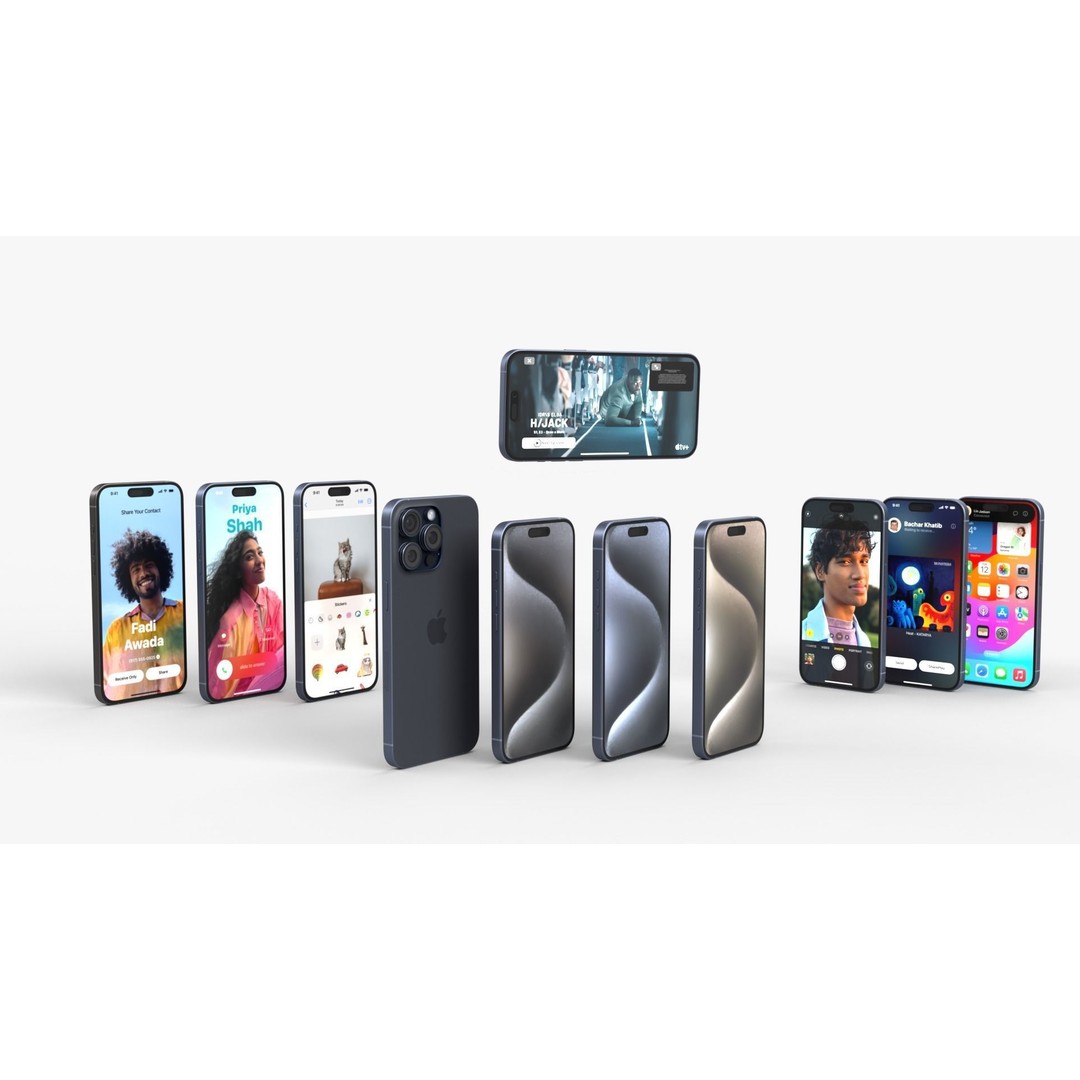 Apple iPhone 15 Pro 3D Model – PBR Game-Ready Asset, FBX, OBJ, Blender - View 17