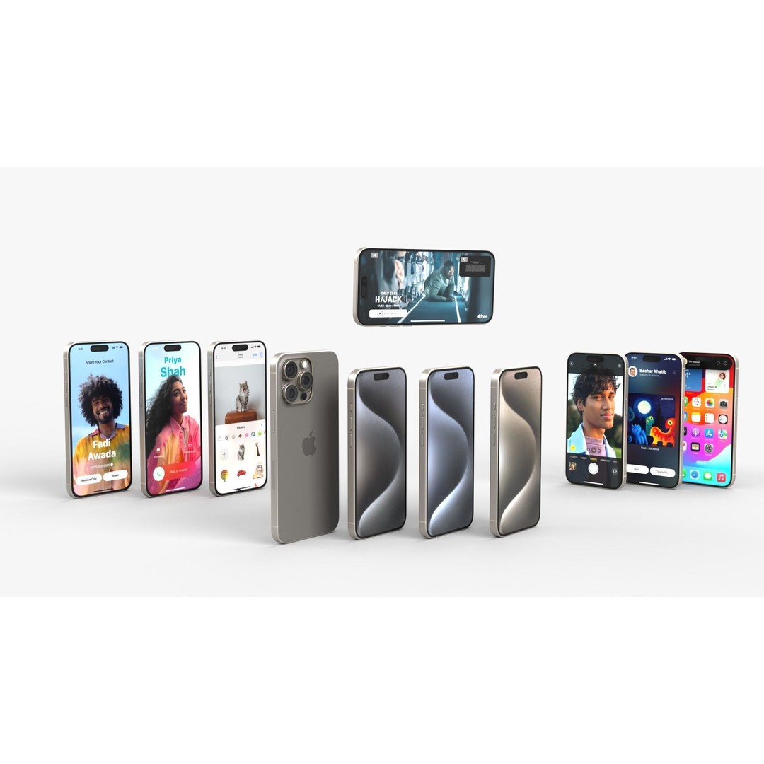 Apple iPhone 15 Pro 3D Model – PBR Game-Ready Asset, FBX, OBJ, Blender - View 18
