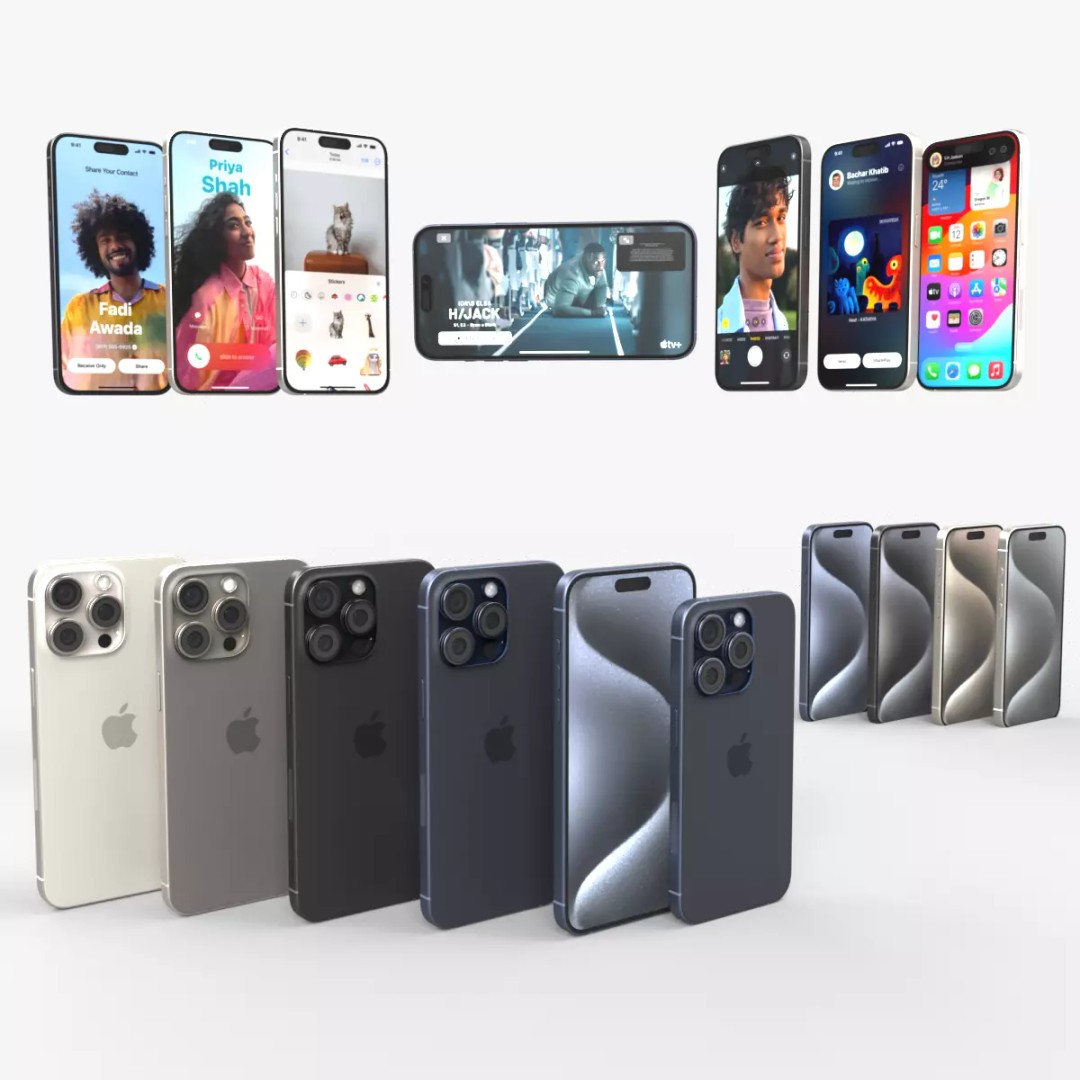 Apple iPhone 15 Pro 3D Model – PBR Game-Ready Asset, FBX, OBJ, Blender - View 2