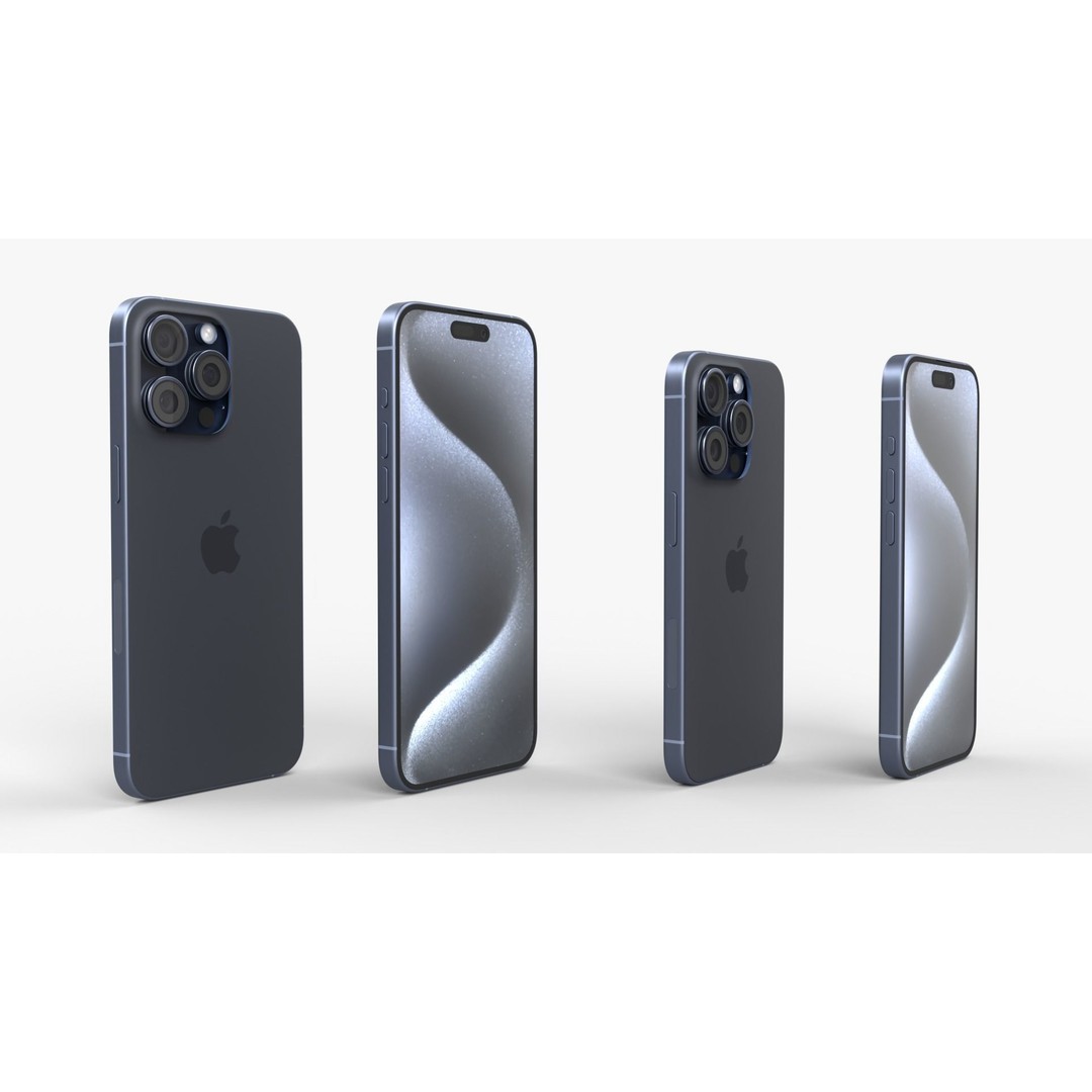 Apple iPhone 15 Pro 3D Model – PBR Game-Ready Asset, FBX, OBJ, Blender - View 3