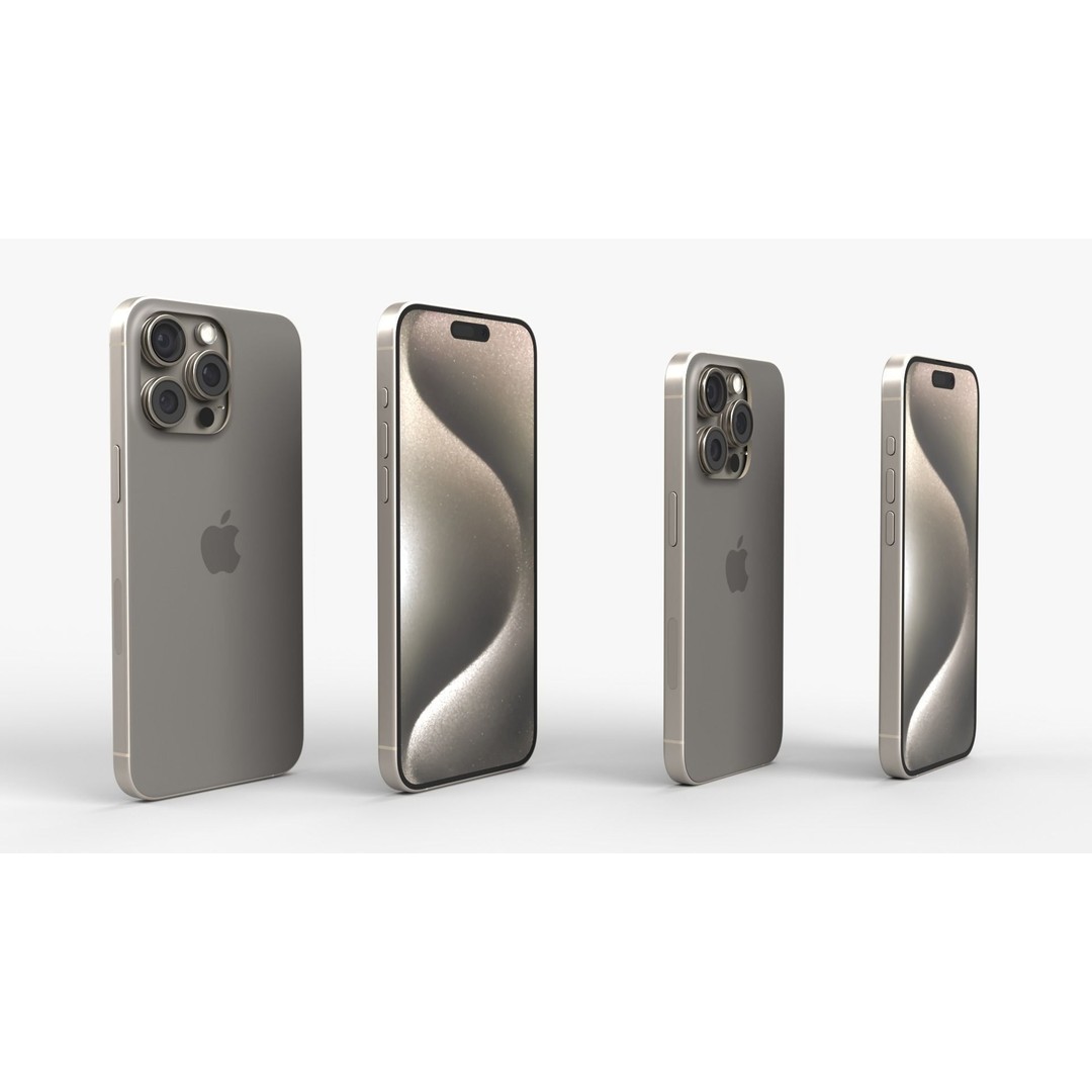 Apple iPhone 15 Pro 3D Model – PBR Game-Ready Asset, FBX, OBJ, Blender - View 4